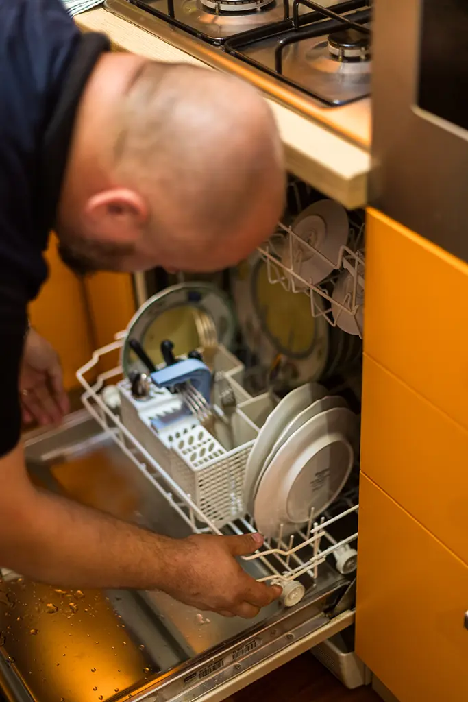 Tecnico controlla una lavastoviglie a Bologna